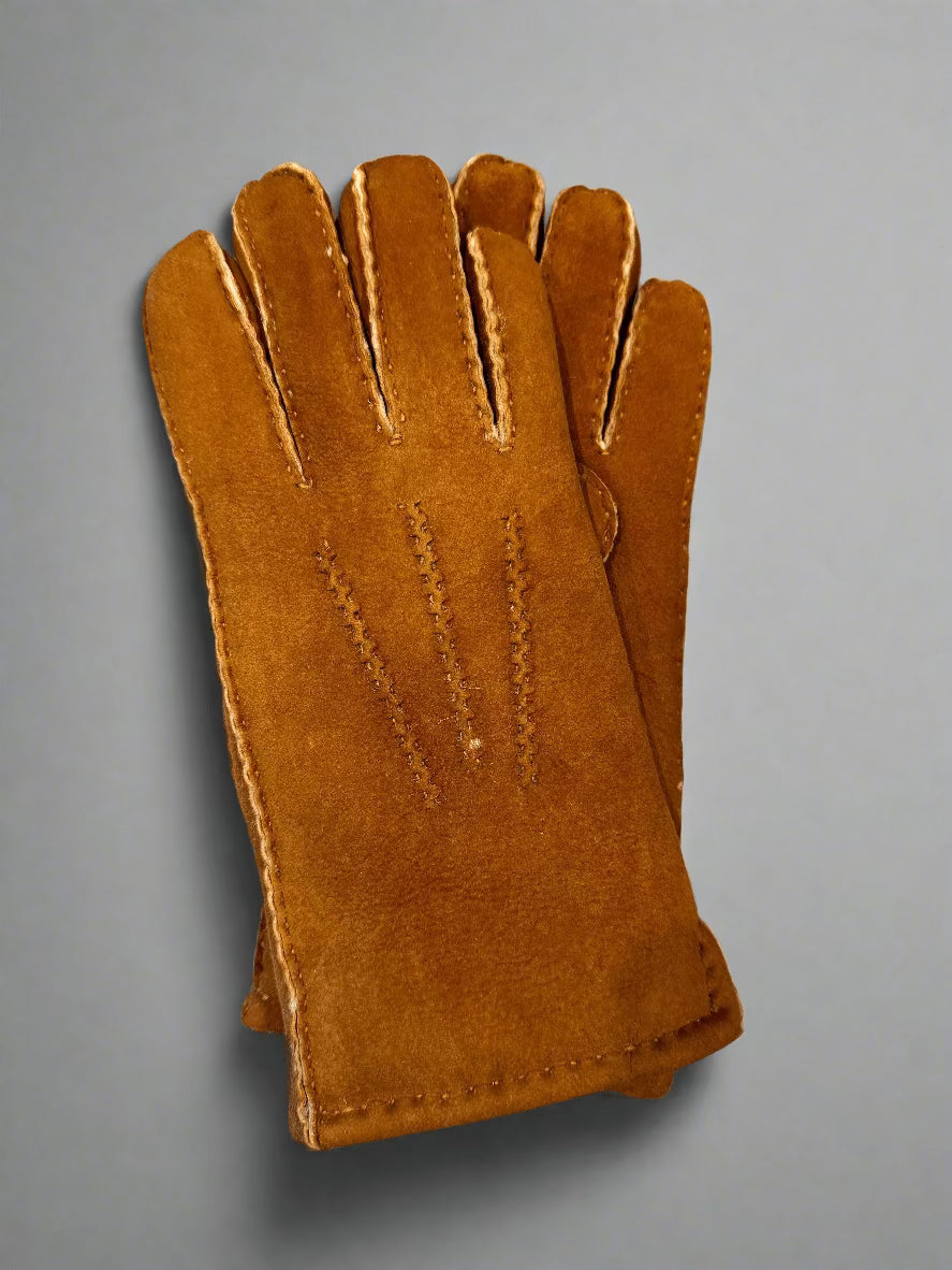 Hanlin Hats & Gloves CHESTNUT Suede Gloves - Sheepskin in Medium