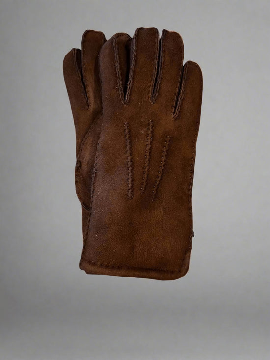 Hanlin Hats & Gloves CHOCOLATE Suede Gloves - Sheepskin in Large
