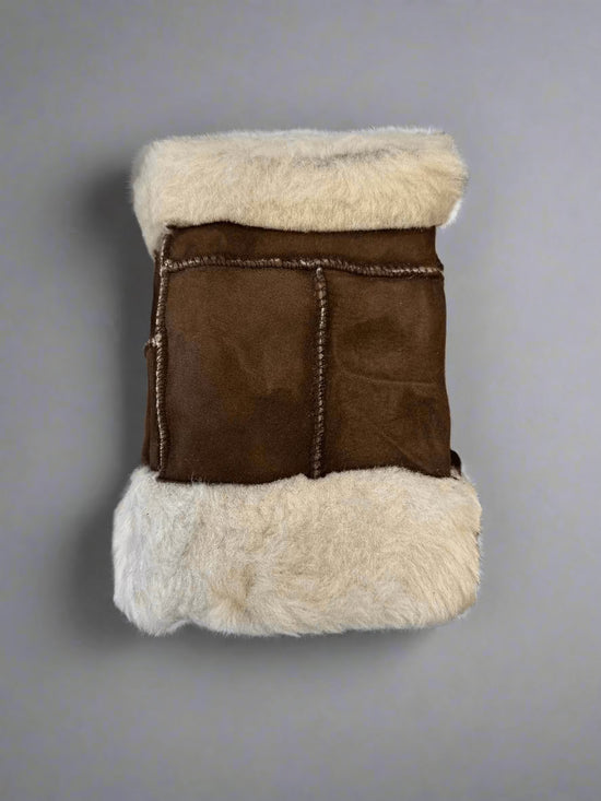 Hanlin Hats & Gloves CHOCOLATE W/ CREAM CUFF Cosy Sheepskin Handwarmers - Large