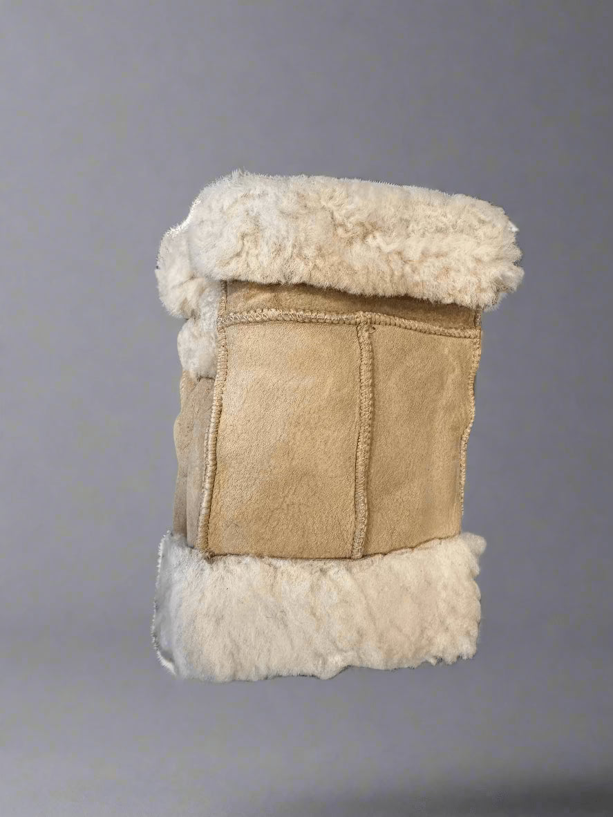 Hanlin Hats & Gloves CREAM W/ CREAM CUFF Cosy Sheepskin Handwarmers - Large