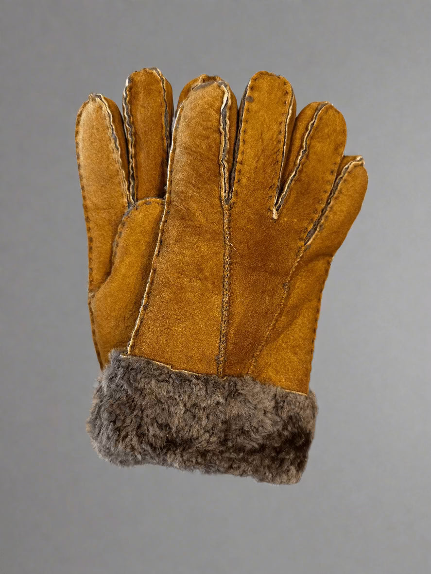 Hanlin Hats & Gloves Curly Cuff Sheepskin Gloves - SMALL