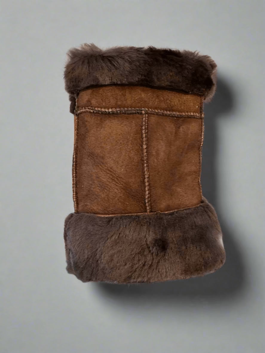 Hanlin Hats & Gloves DARK BROWN W/ DARK BROWN CUFF Cosy Sheepskin Handwarmers - Large