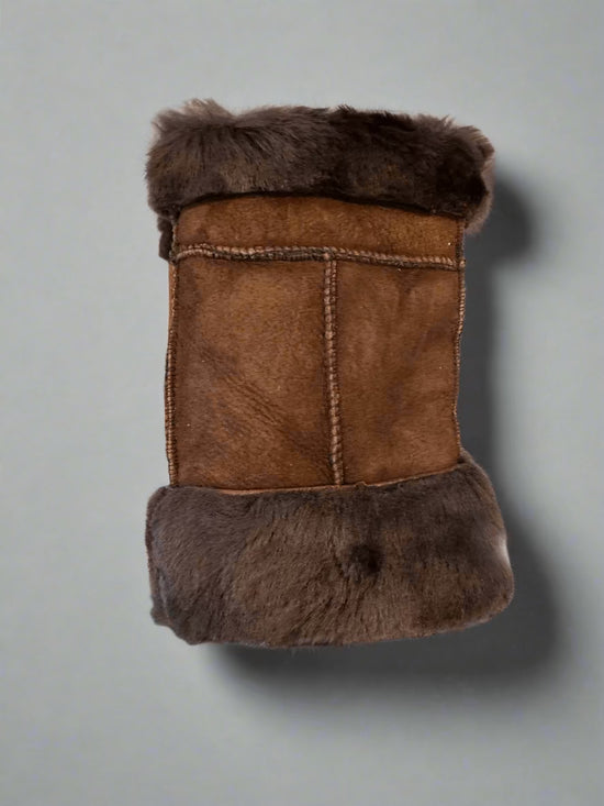 Hanlin Hats & Gloves DARK BROWN W/ DARK BROWN CUFF Cosy Sheepskin Handwarmers - Large