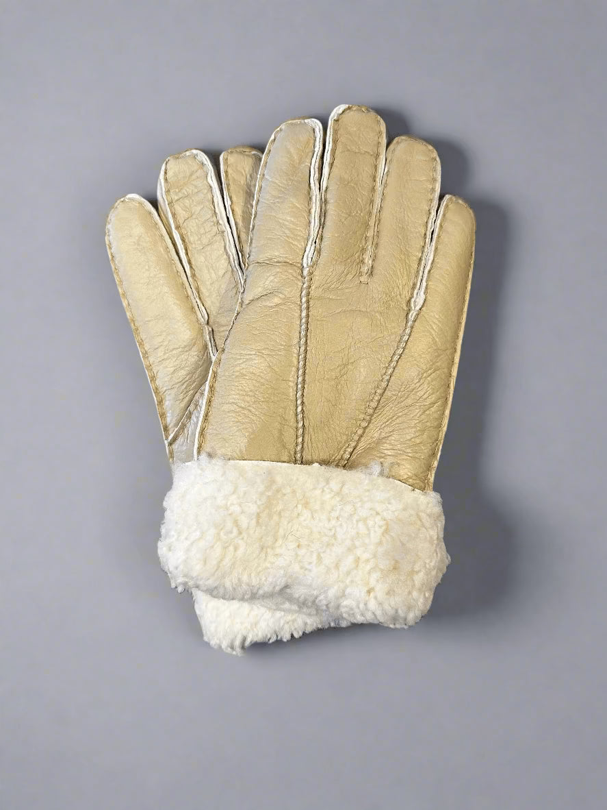 Hanlin Hats & Gloves IVORY Cosy Cuff Gloves - Sheepskin in Large