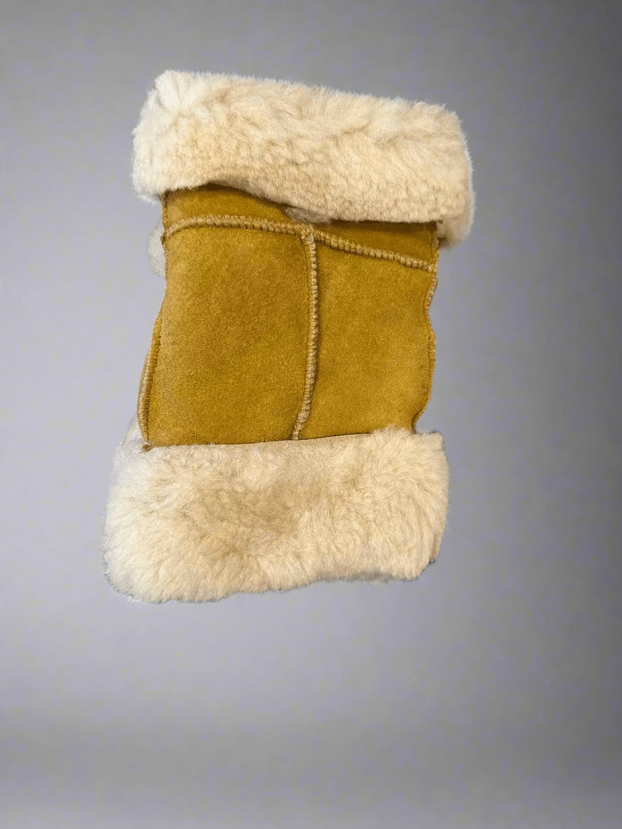 Hanlin Hats & Gloves MUSTARD W/ CREAM CUFF Cosy Sheepskin Handwarmers - Large