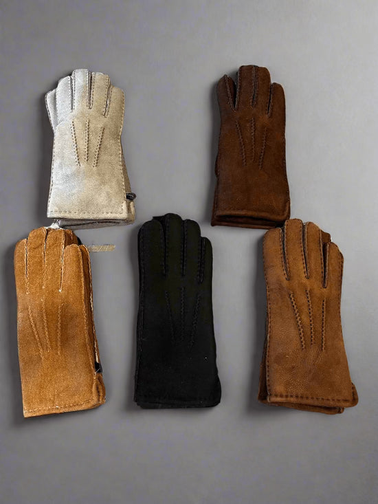 Hanlin Hats & Gloves Suede Gloves - Sheepskin in Large