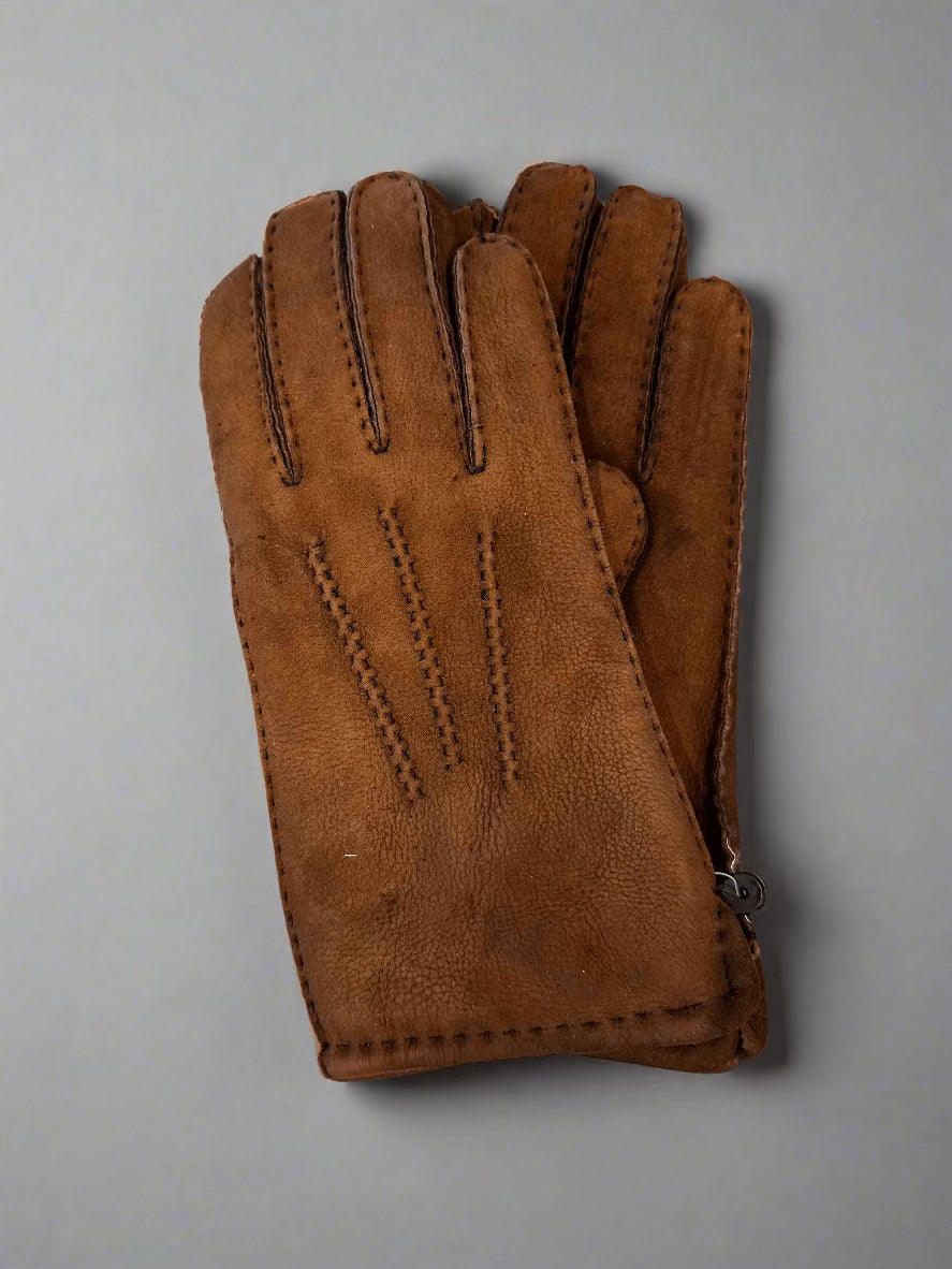 Hanlin Hats & Gloves TAN Suede Gloves - Sheepskin in Large