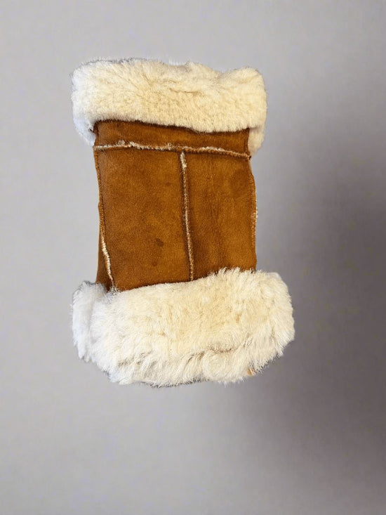 Hanlin Hats & Gloves TAN W/ CREAM CUFF Cosy Sheepskin Handwarmers - Medium