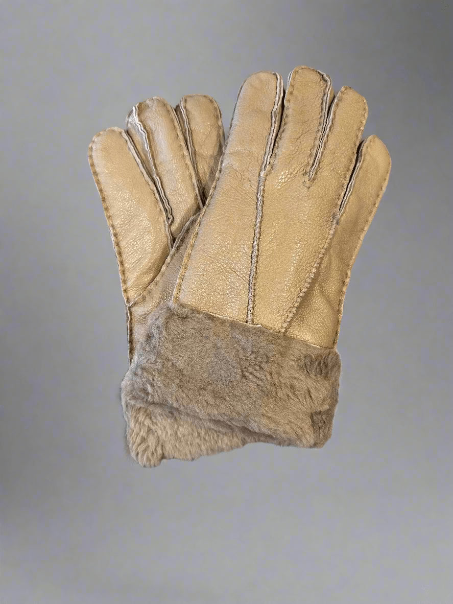 Hanlin Hats & Gloves TAUPE Cosy Cuff Gloves - Sheepskin in Large