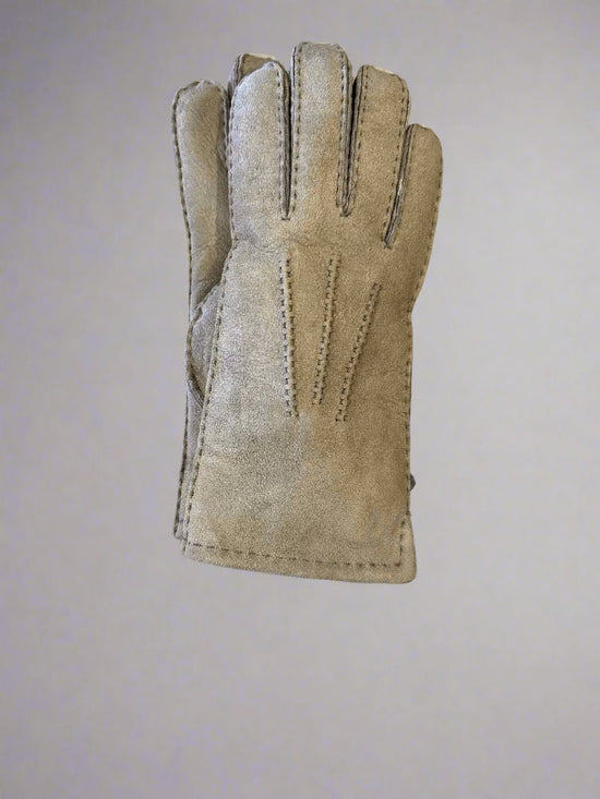 Hanlin Hats & Gloves TAUPE Suede Gloves - Sheepskin in Large