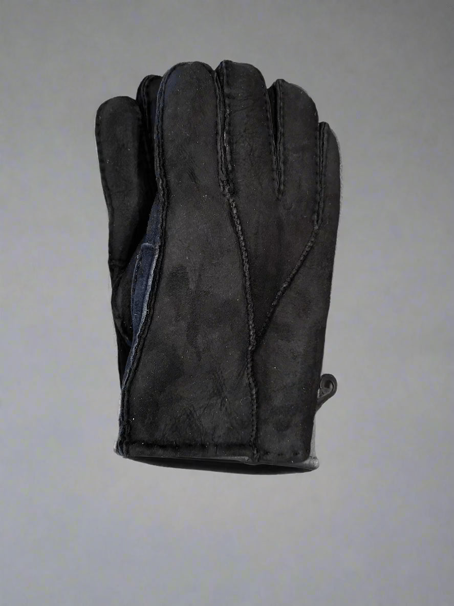 Hanlin Mens Hats & Gloves Shearling Suede Sheepskin Gloves - XLarge
