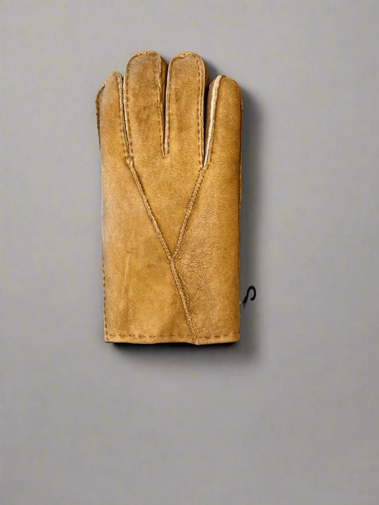 Hanlin Mens Hats & Gloves Shearling Suede Sheepskin Gloves - XLarge