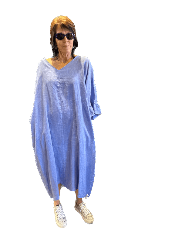 Haris Cotton Dresses ONE UNIVERSAL SIZE Cocoon Dress in Regatta Blue