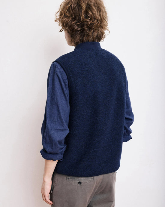 Hartford - Mens Mens Knitwear Navy Boiled Wool Gilet