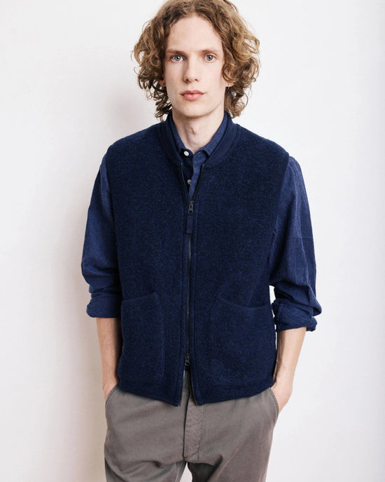 Hartford - Mens Mens Knitwear Navy Boiled Wool Gilet