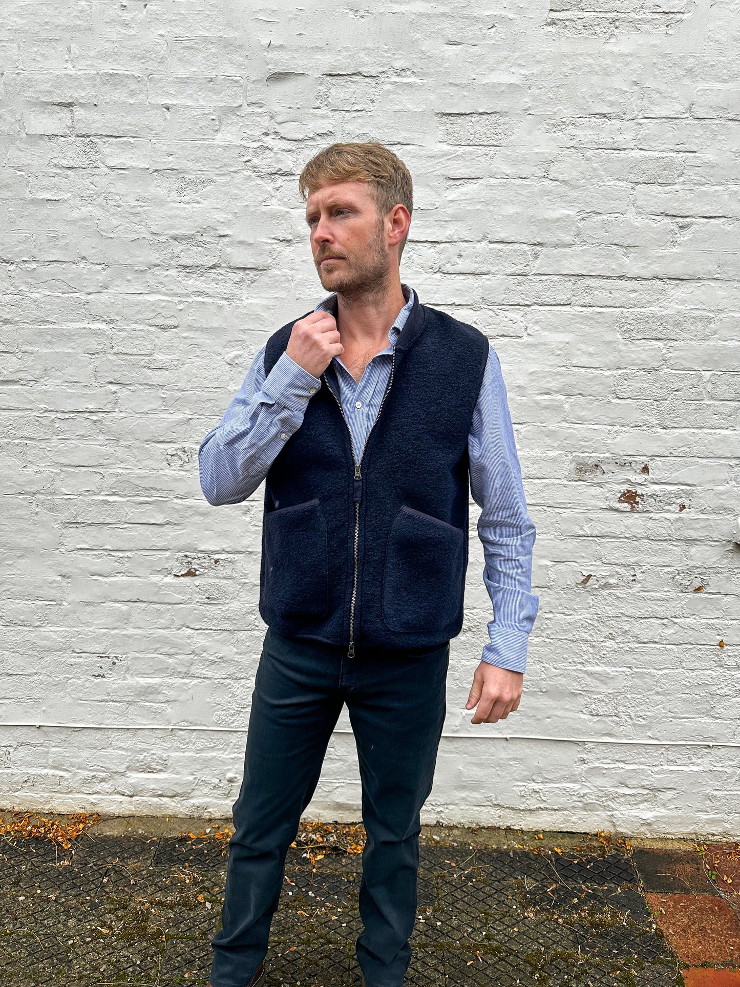 Hartford - Mens Mens Knitwear Navy Boiled Wool Gilet