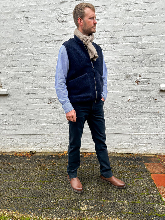 Hartford - Mens Mens Knitwear Navy Boiled Wool Gilet