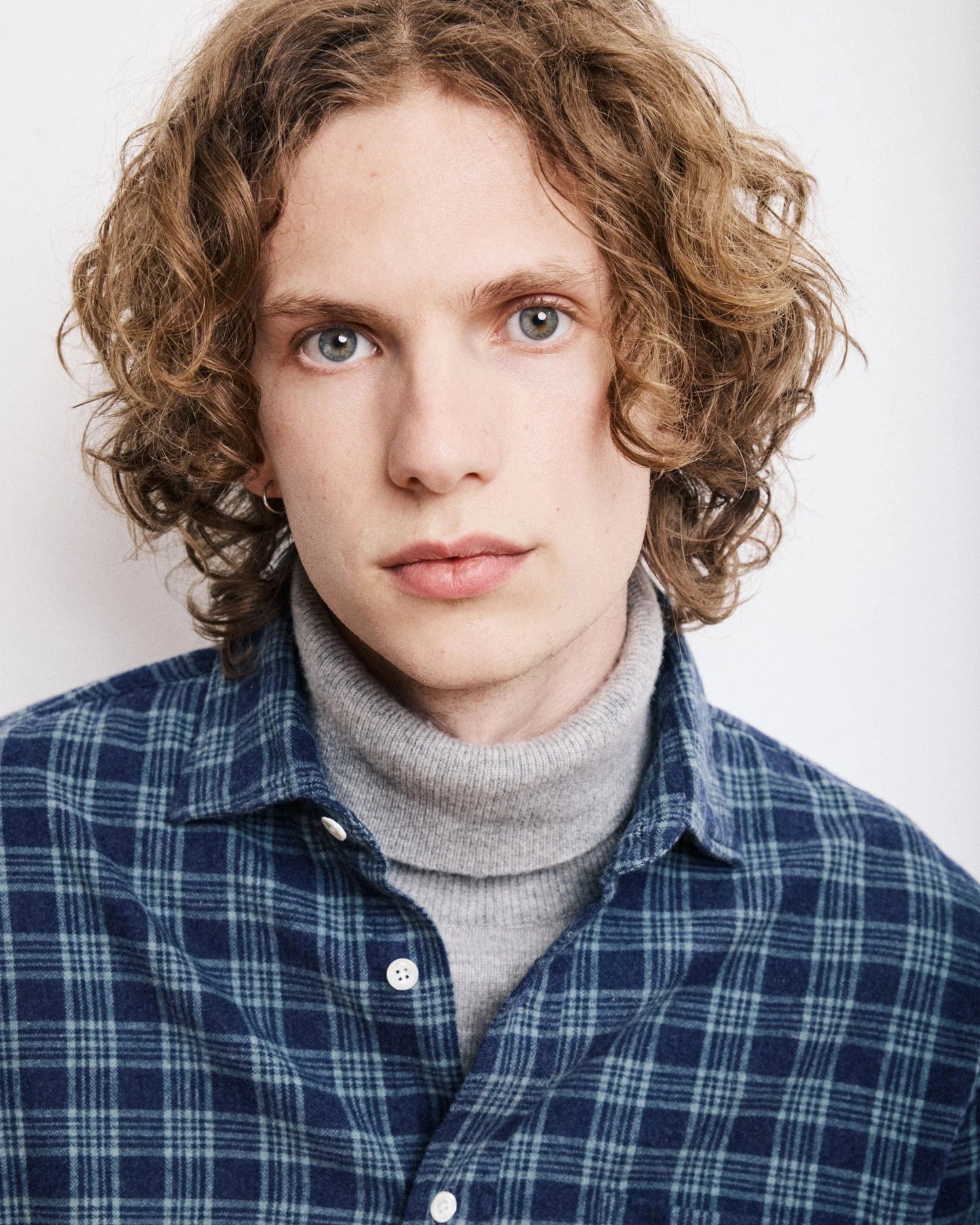 Hartford Mens Shirts Paul Shirt in Navy Blue & Green Brushed Check