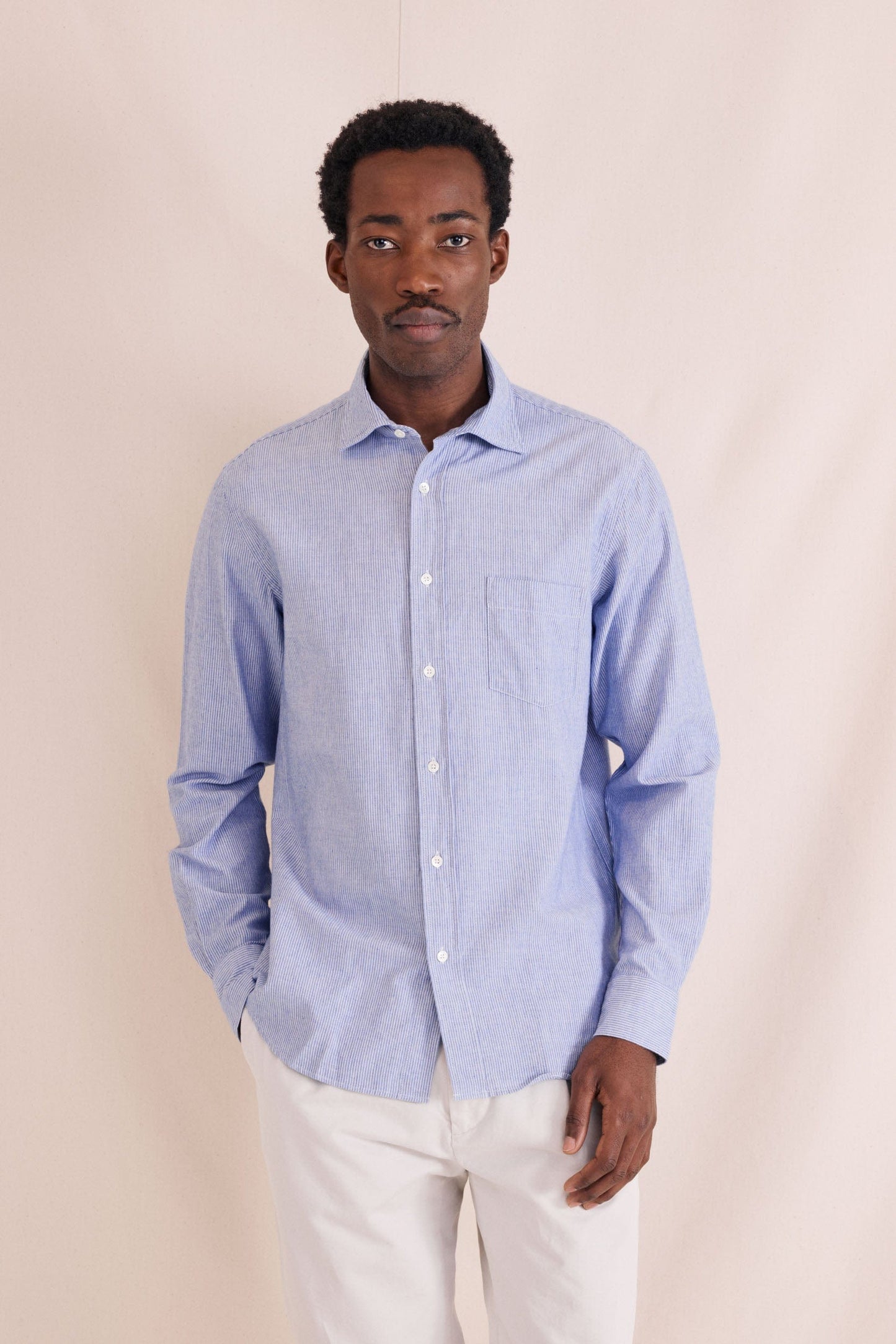 Hartford Mens Shirts Paul Shirt Indigo Blue Stripe