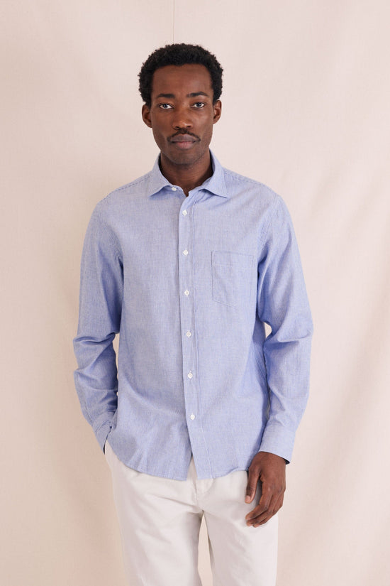 Hartford Mens Shirts Paul Shirt Indigo Blue Stripe