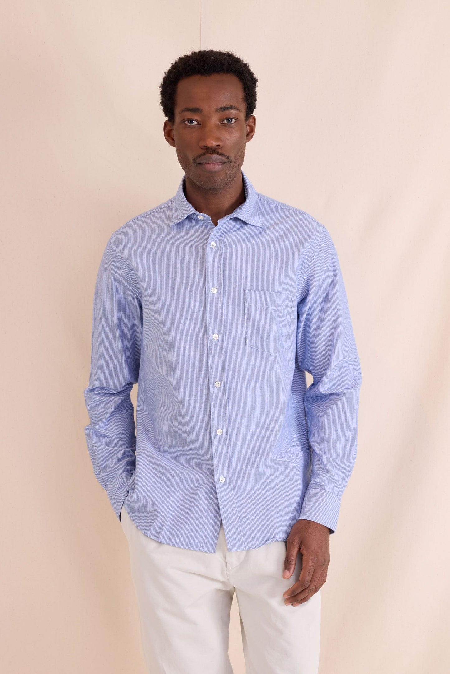 Hartford Mens Shirts Paul Shirt Indigo Blue Stripe