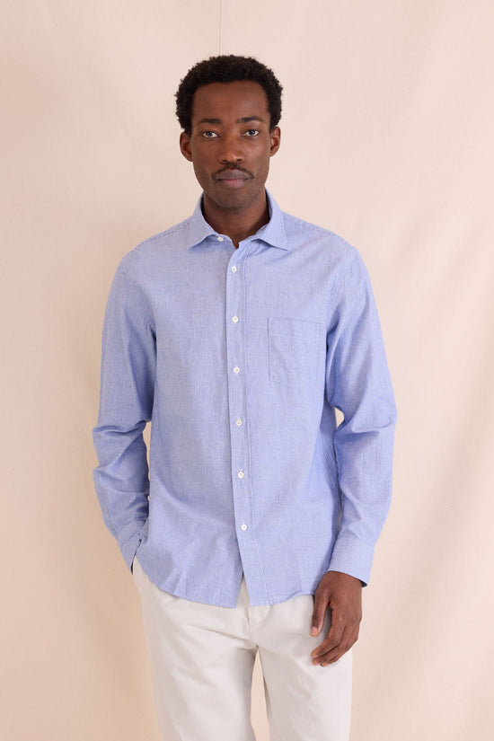 Hartford Mens Shirts Paul Shirt Indigo Blue Stripe