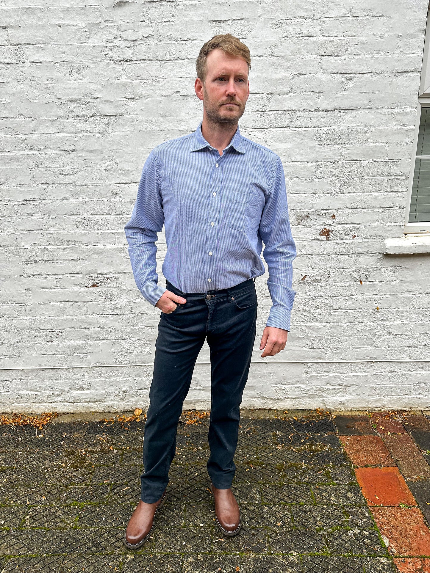 Hartford Mens Shirts Paul Shirt Indigo Blue Stripe