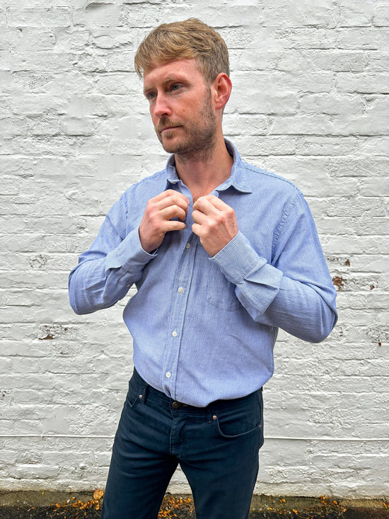 Hartford Mens Shirts Paul Shirt Indigo Blue Stripe