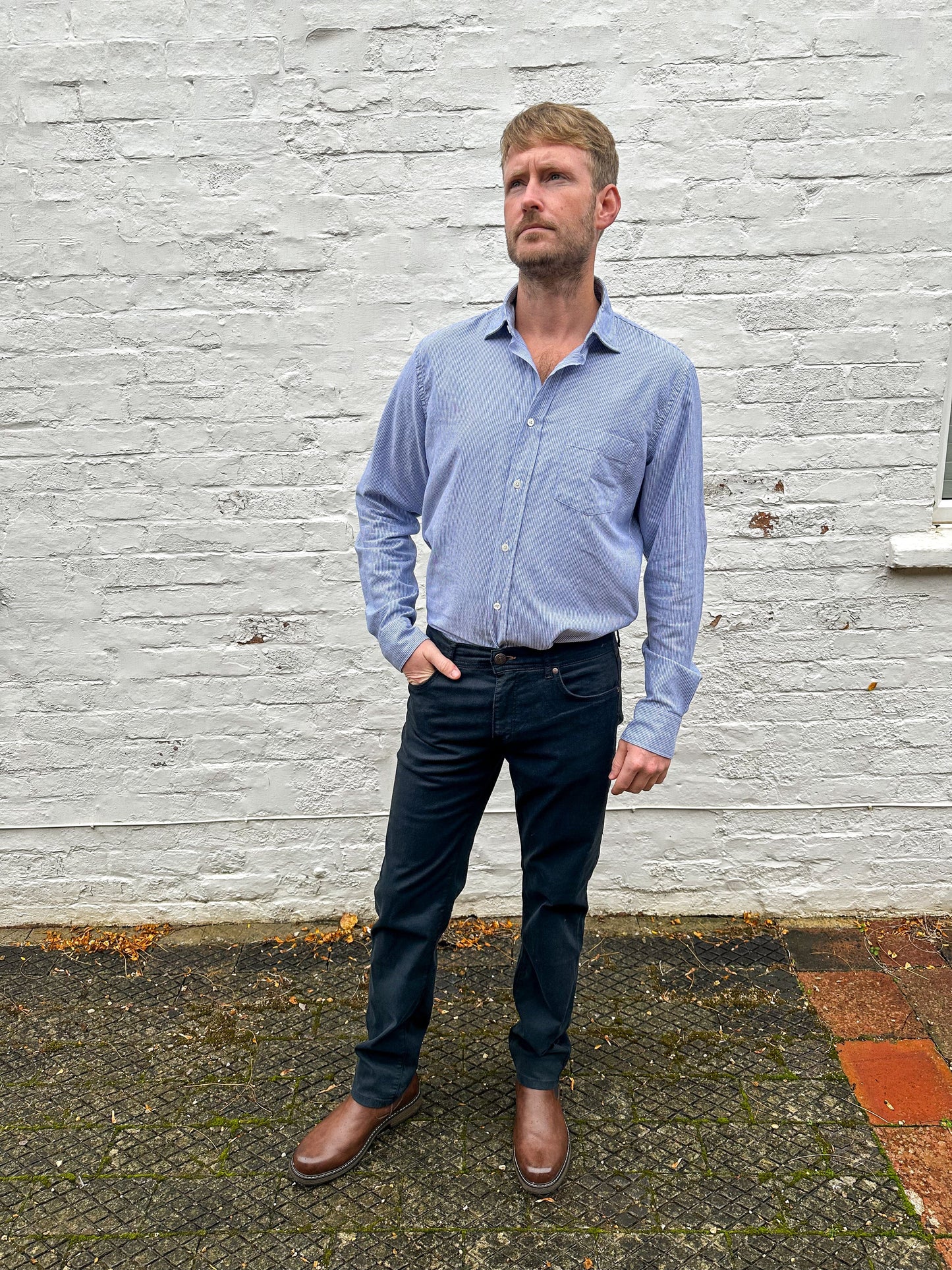 Hartford Mens Shirts Paul Shirt Indigo Blue Stripe