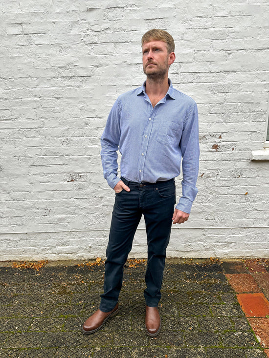 Hartford Mens Shirts Paul Shirt Indigo Blue Stripe