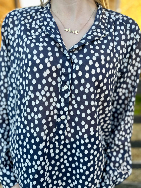 Hartford Tops Cody Popover Shirt in Navy & White
