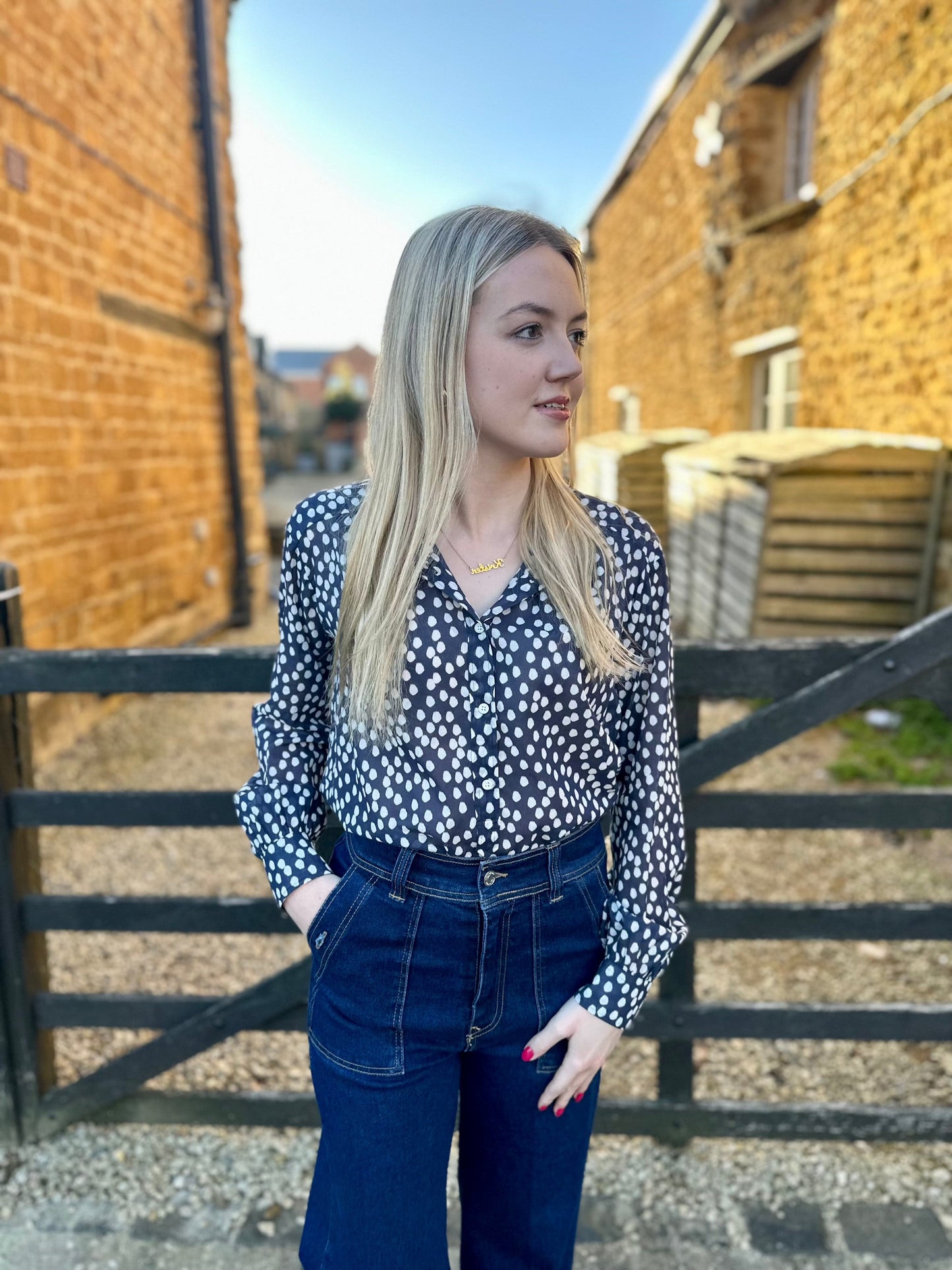 Hartford Tops Cody Popover Shirt in Navy & White