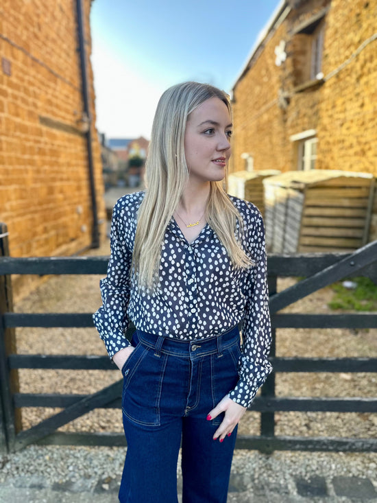 Hartford Tops Cody Popover Shirt in Navy & White