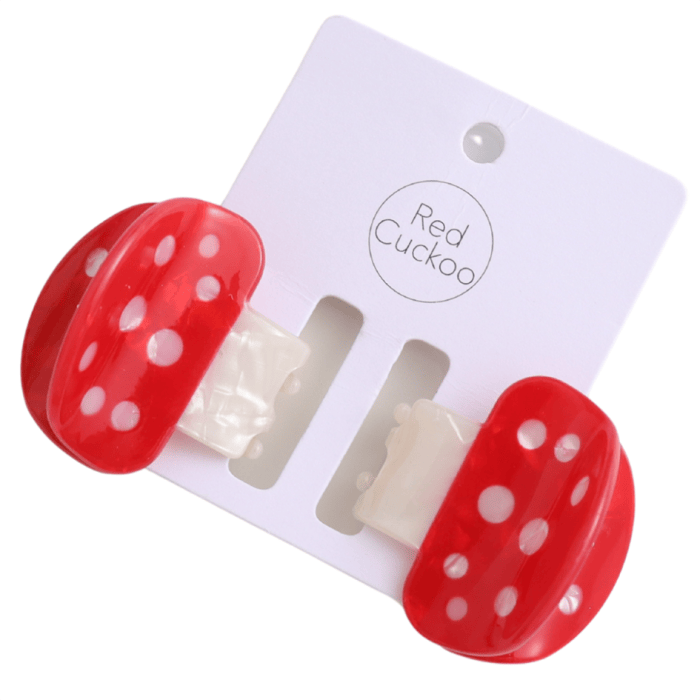Pure Fashions Hair Accessories Mini Mushroom Hair Claw Clips Twin Pack Red