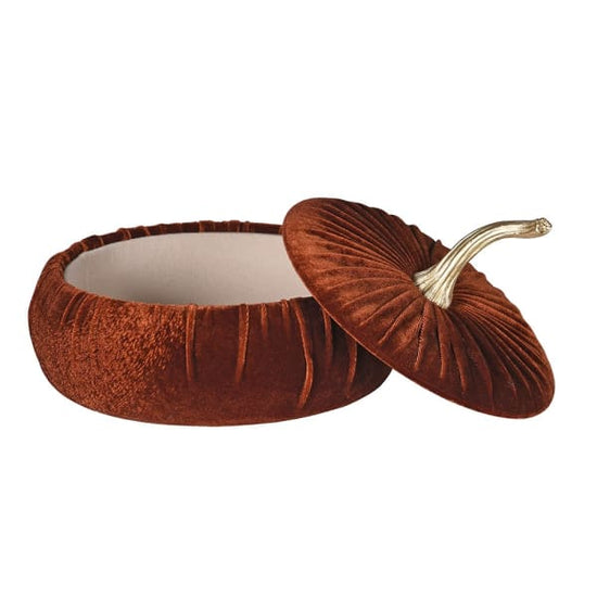 Home Room Decor Rust Velvet Pumpkin Box