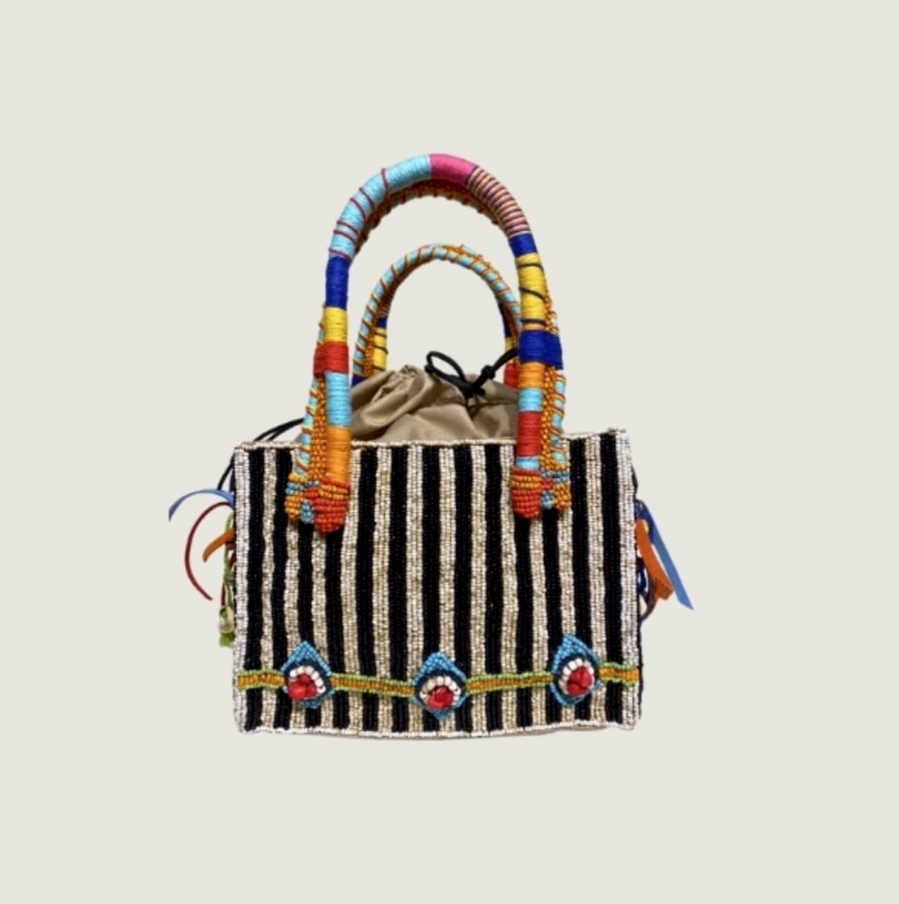Imayin Bags Bags Indira Square Beaded Mini Bag Black & White