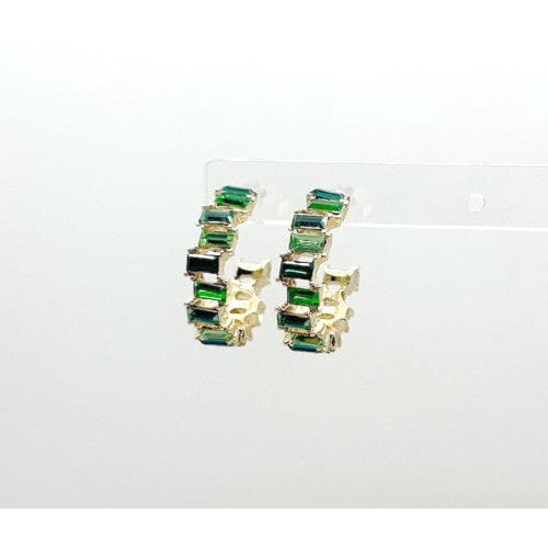 Isles and Stars Earrings Gold Green - MGR C Shape Colourful Square Acrylic Stones Earrings