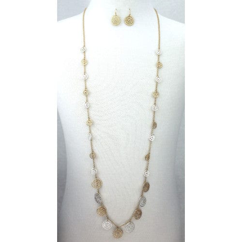 Isles and Stars Necklaces Gold Silver MG-MS Filigree Station Long Necklace