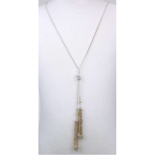 Isles and Stars Necklaces Silver Ivory S LTZ Glass Tassel Lariet