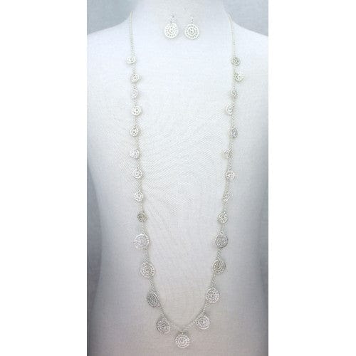 Isles and Stars Necklaces Silver MS Filigree Station Long Necklace