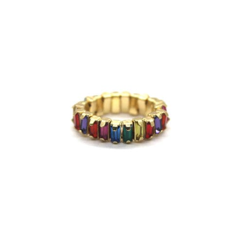 Isles and Stars Rings Gold Dark Multi - GDMU Colourful Square Resin Stone Stretch Rings