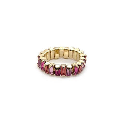 Isles and Stars Rings Gold Pink - GPK Colourful Square Resin Stone Stretch Rings