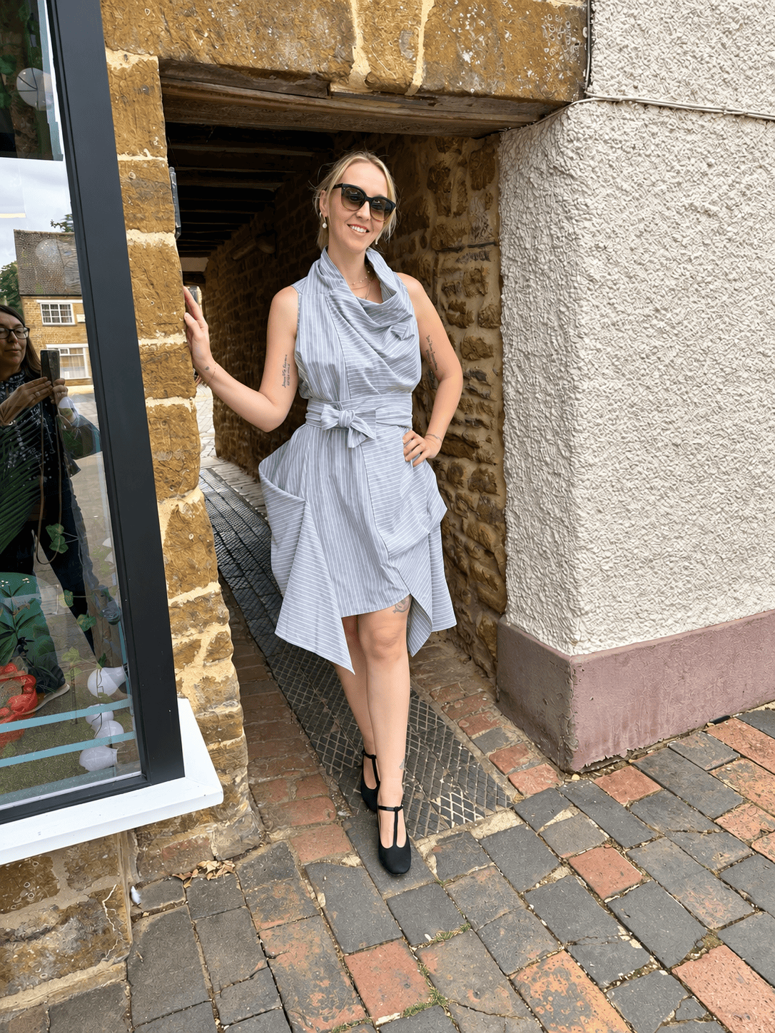Jolaby Dresses ONE SIZE Westwood-Inspired Draped Stripe Dress