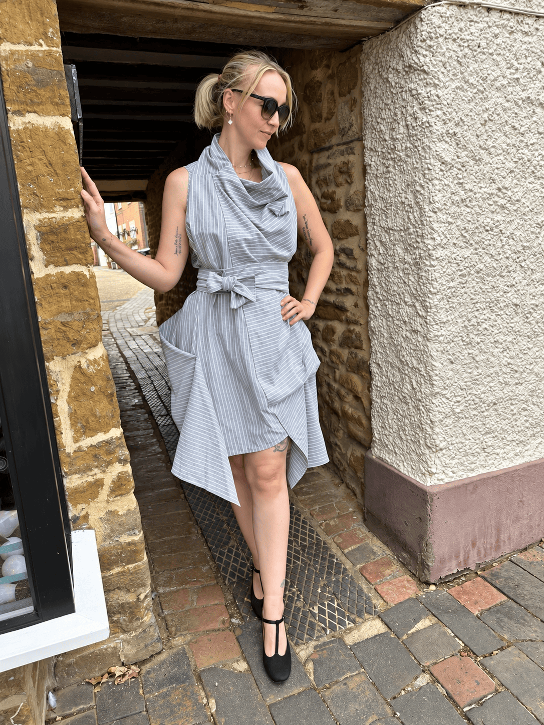 Jolaby Dresses ONE SIZE Westwood-Inspired Draped Stripe Dress