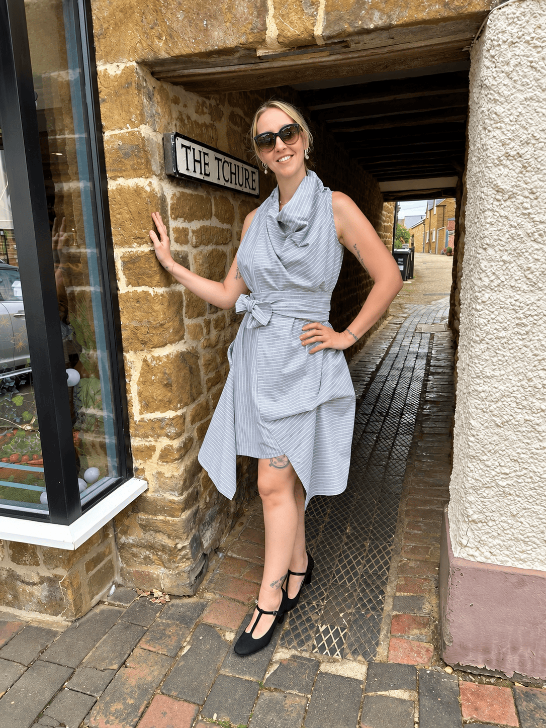 Jolaby Dresses ONE SIZE Westwood-Inspired Draped Stripe Dress