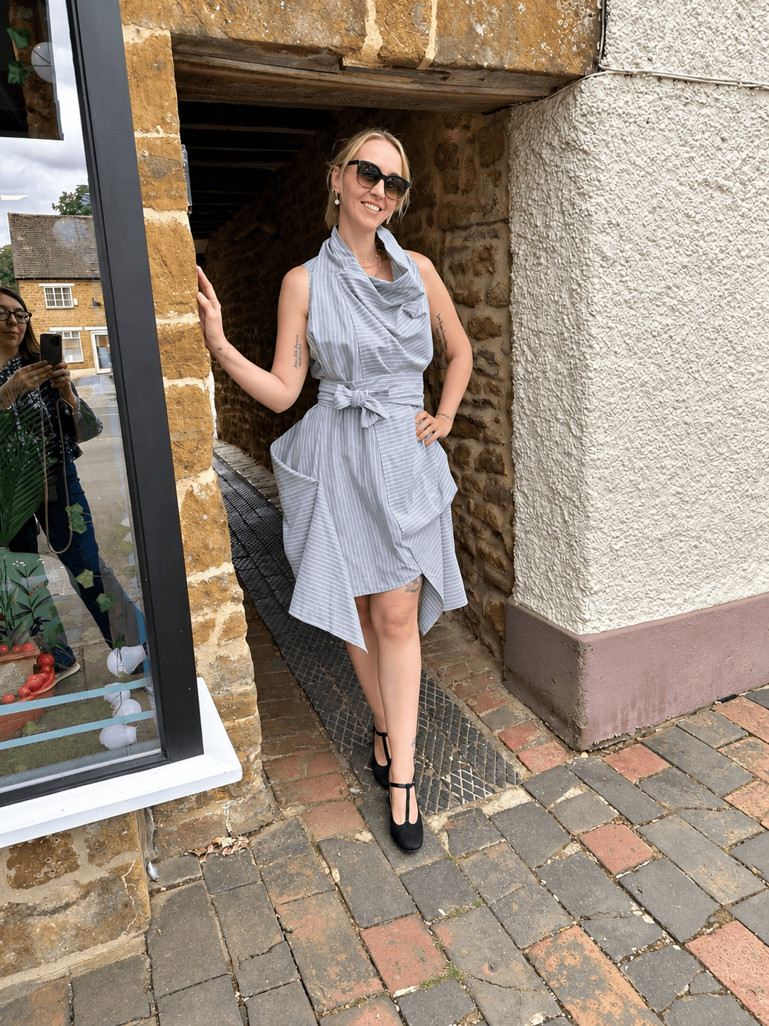 Jolaby Dresses ONE SIZE Westwood-Inspired Draped Stripe Dress