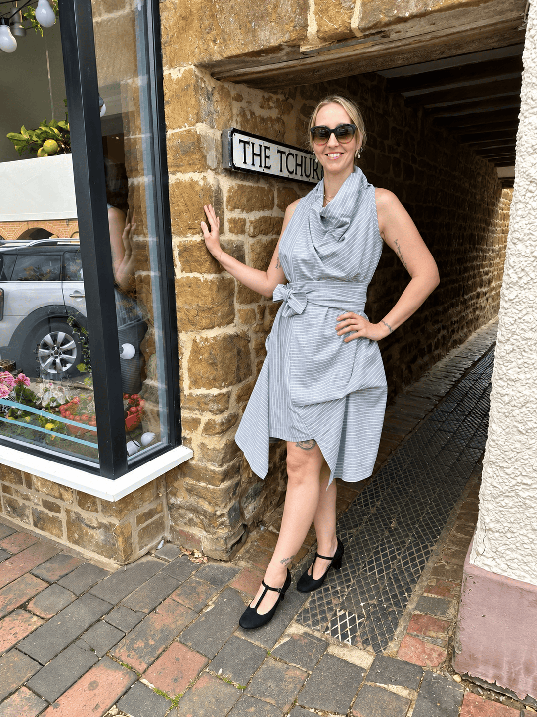 Jolaby Dresses ONE SIZE Westwood-Inspired Draped Stripe Dress