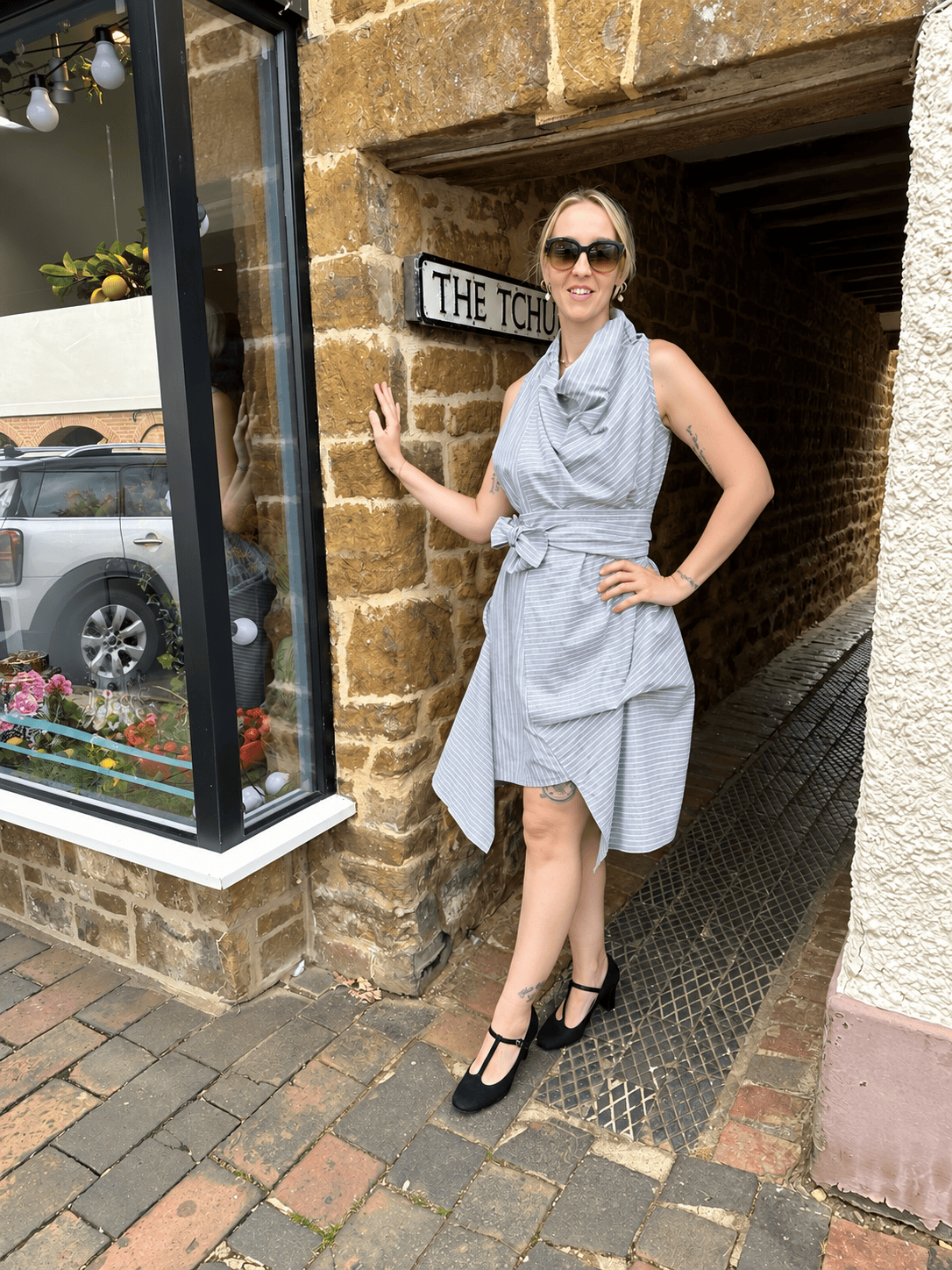 Jolaby Dresses ONE SIZE Westwood-Inspired Draped Stripe Dress