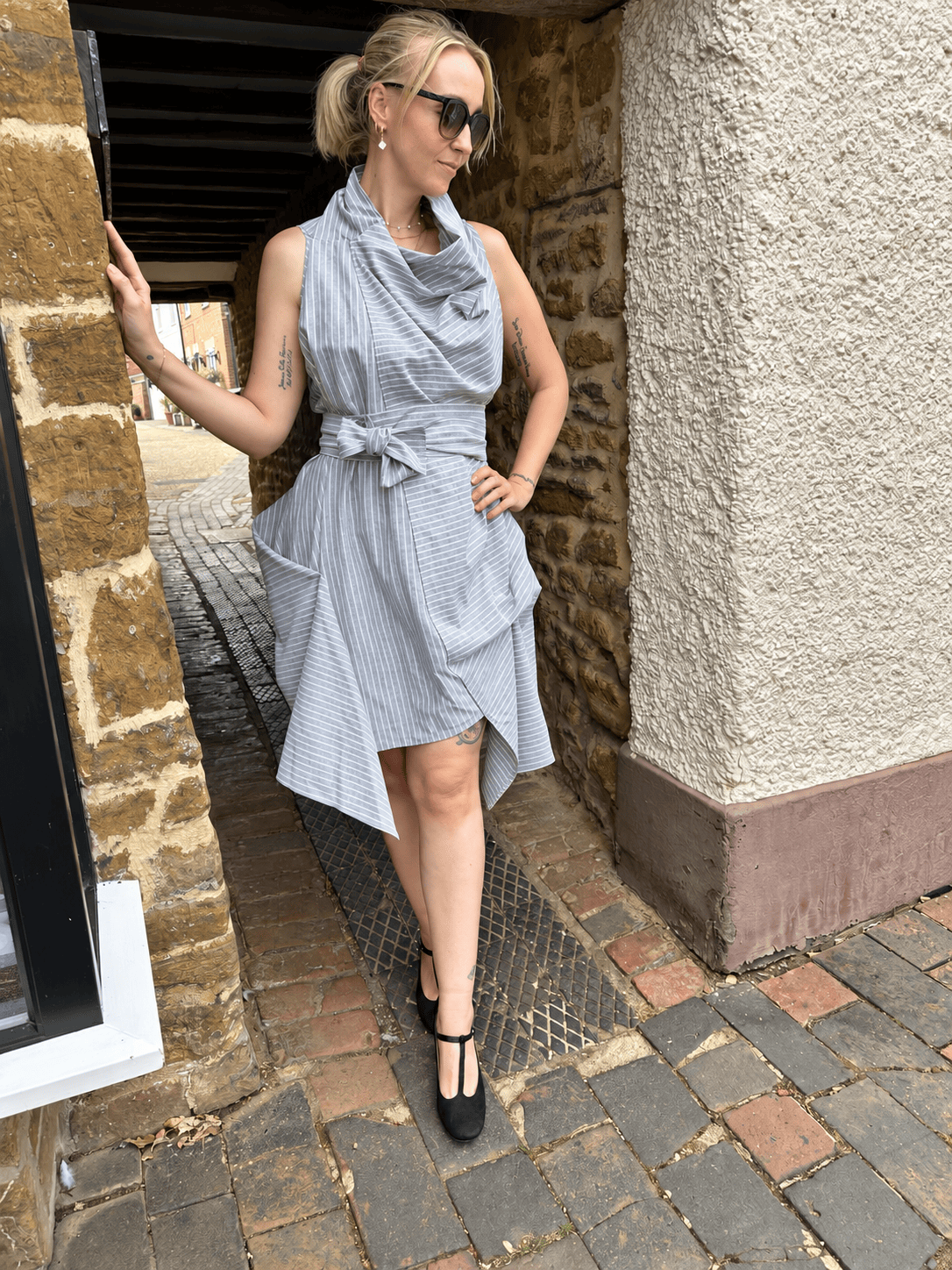 Jolaby Dresses ONE SIZE Westwood-Inspired Draped Stripe Dress