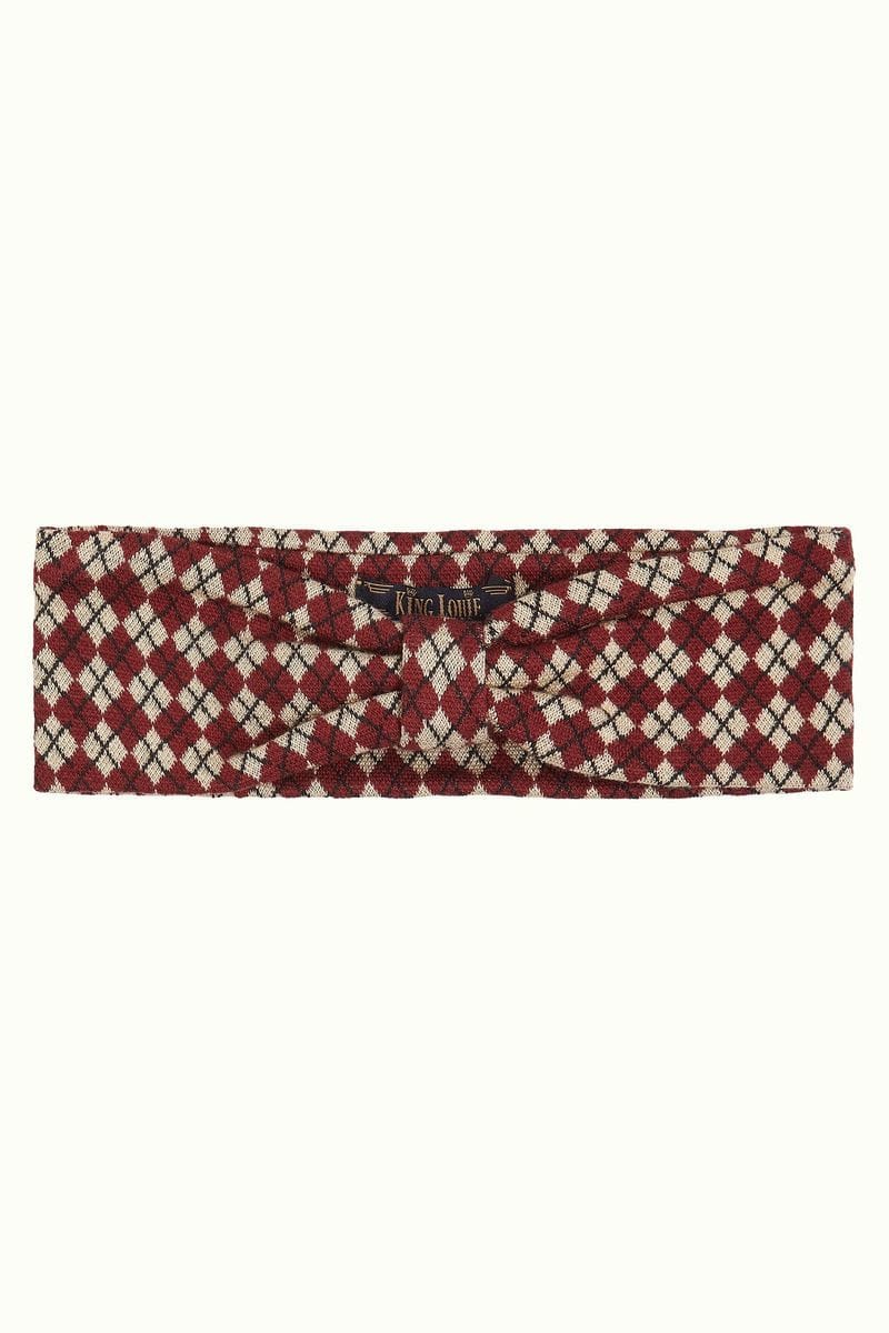 King Louie Accessories ONE SIZE Hairband Argyle in Cabernet Red